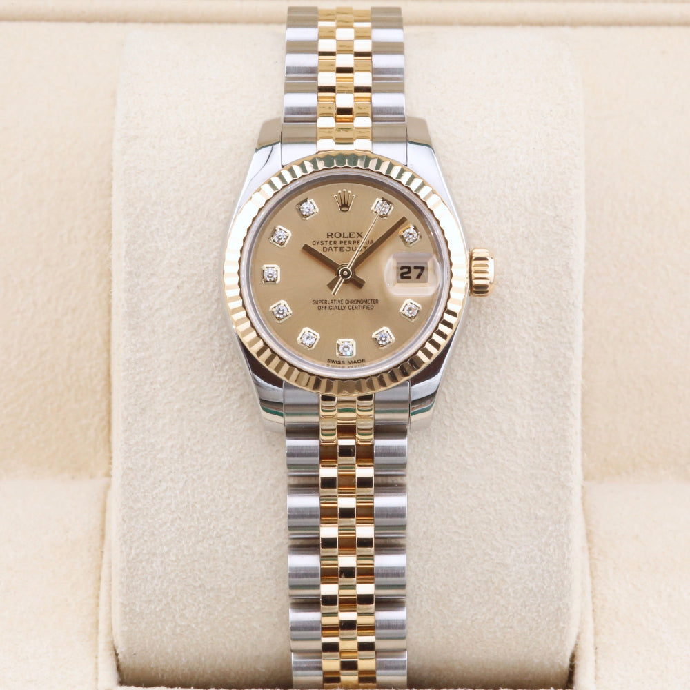 Rolex Datejust 26 Champagne Diamond Dial 179173 Year: 2018