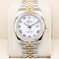 Rolex Datejust 36 Steel & Yellow Gold, White Roman Dial  116233 White 36mm Unworn 2010 Box and Papers