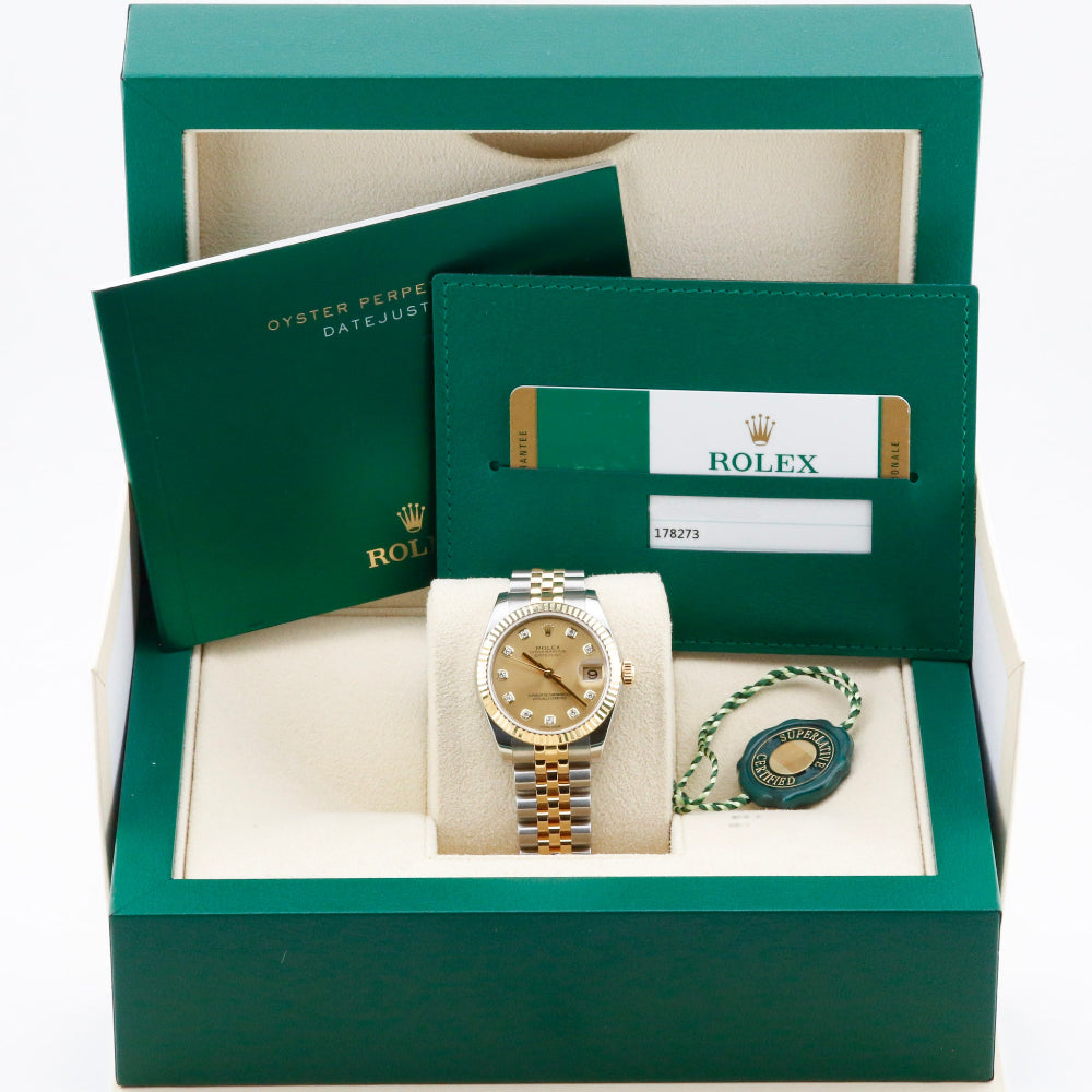 Rolex Datejust 31 Champagne Diamond Dial 178273 Year: 2016