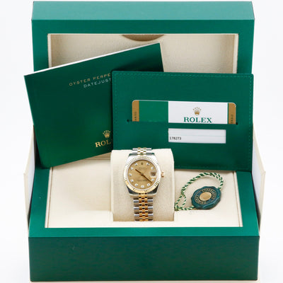 Rolex Datejust 31 Champagne Diamond Dial 178273 Year: 2016
