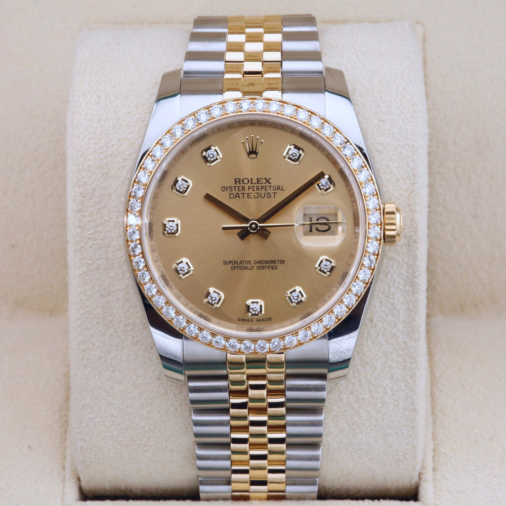 Rolex Datejust 36 Champagne Diamond Bezel 116243 Year: 2015