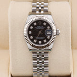 Rolex Datejust 26  179174 Black Diamond 26mm Unworn 2010 Box and Papers