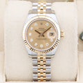 Rolex Datejust 26  179173 Champagne Diamond 26mm Excellent 2008 Box and Papers