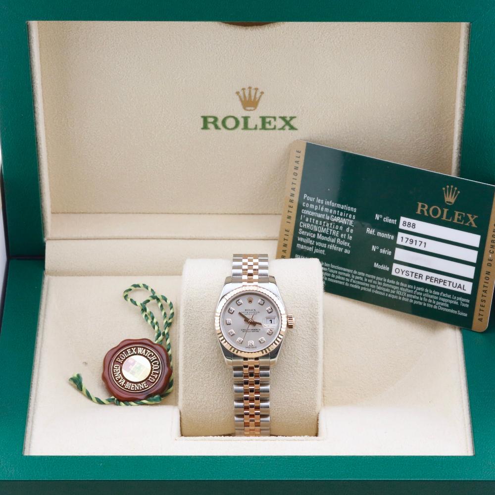 Rolex Datejust 26 Silver Diamond Dial 179171 Year: 2013