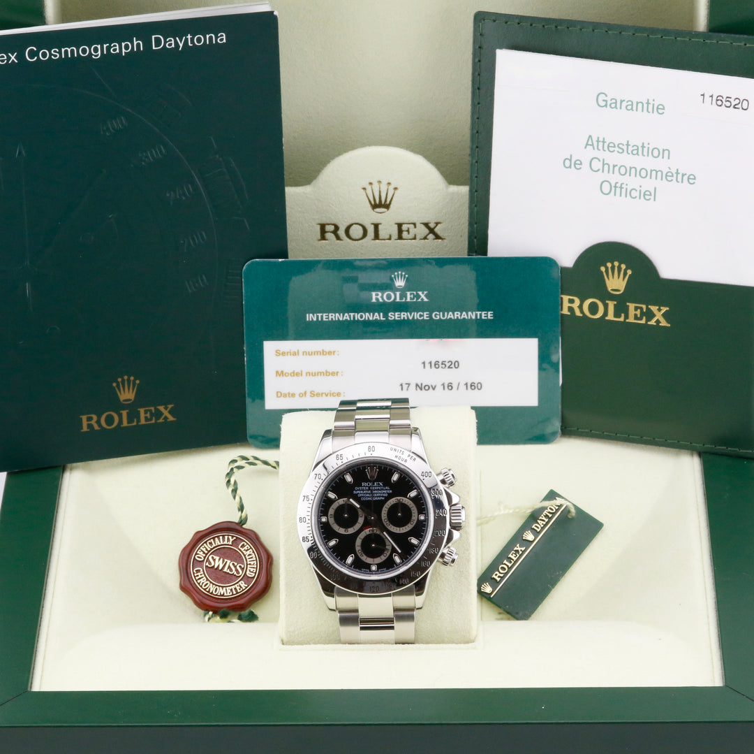 そら　1155035 Rolex Daytona 116520 Black 40mm Unworn 2006 Box and Papers (with
