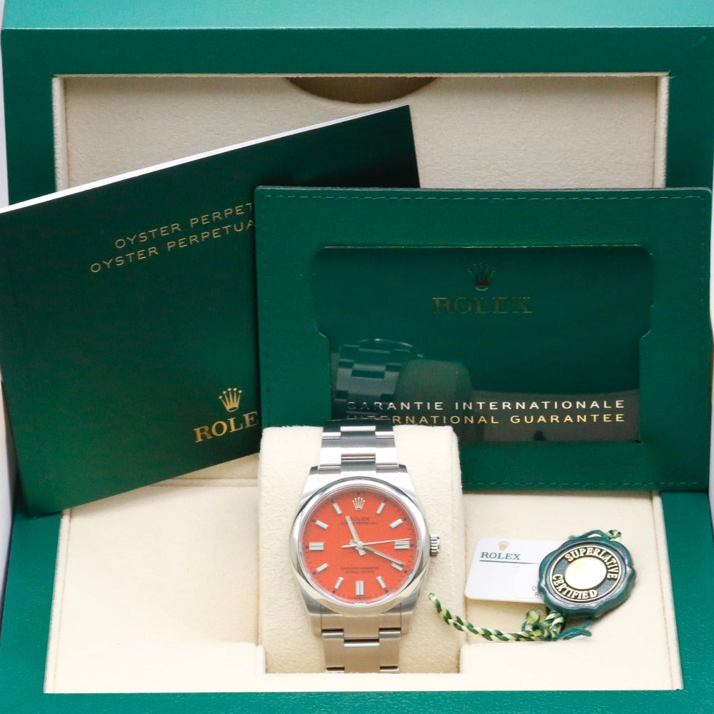 Rolex Oyster Perpetual 36 Coral Red Dial 126000 