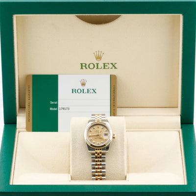Rolex Datejust 26 Champagne Diamond Dial 179173 Year: 2018
