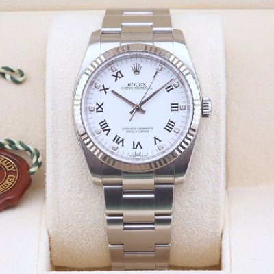 Rolex Oyster Perpetual 36 White Roman Diamond Dial 116034 Year: 2010