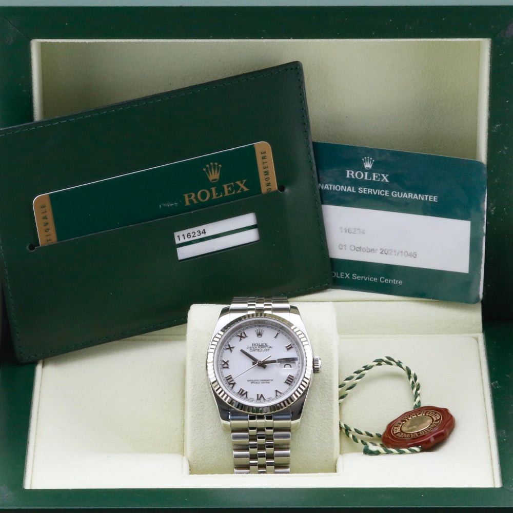 Rolex Datejust 36 White Roman Dial 116234 Year: 2008