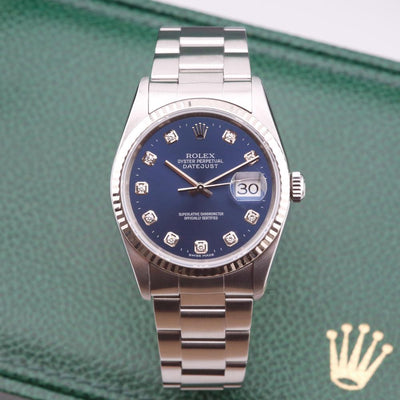Rolex Datejust 36 Blue Diamond Dial 16234 Year: 2004