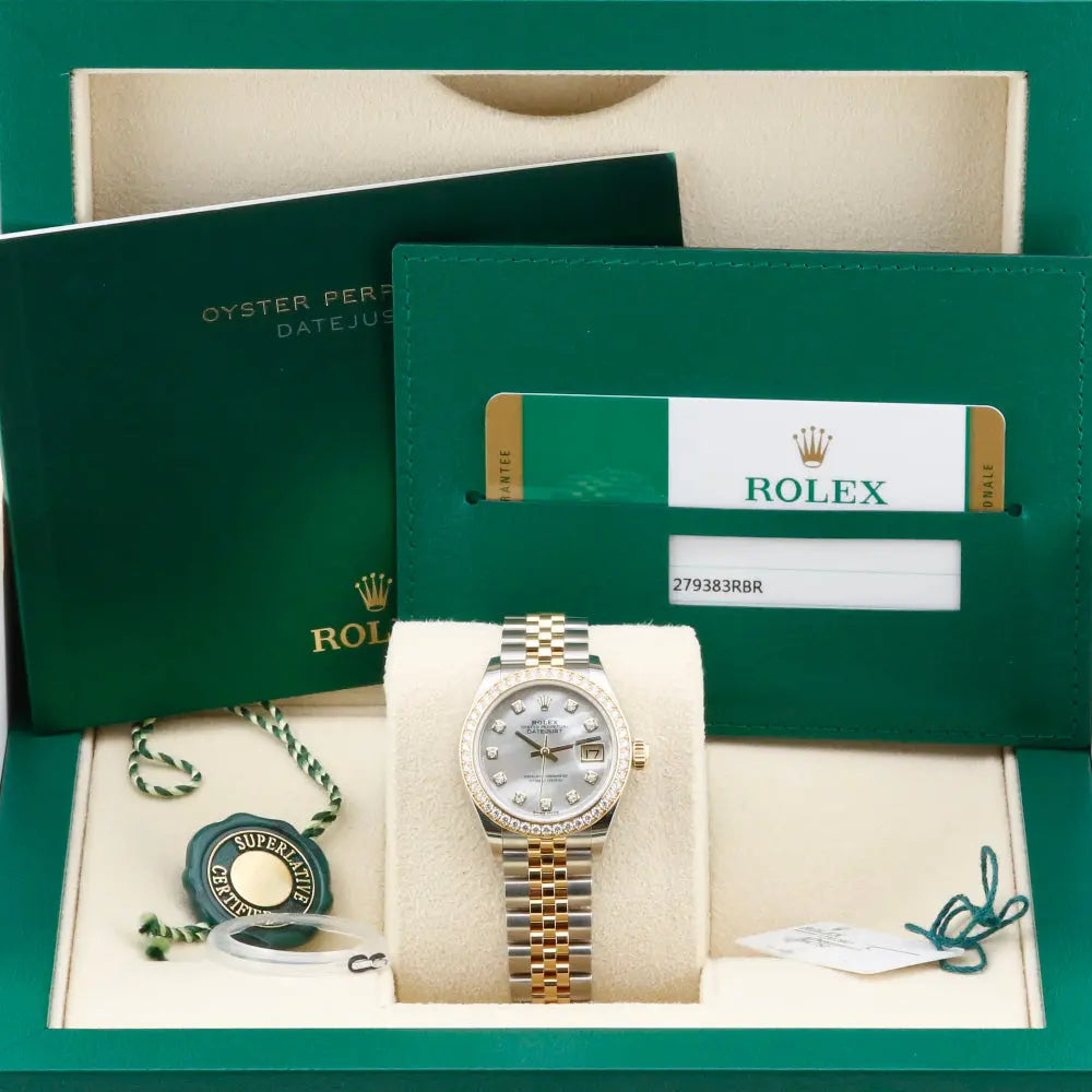 Rolex Datejust 28 White Mother of Pearl Diamond Bezel 279383RBR Year: 2018