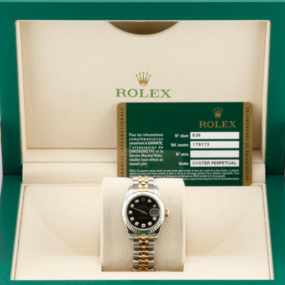 Rolex Datejust 26 179173 Black Diamond Dial Year: 2009