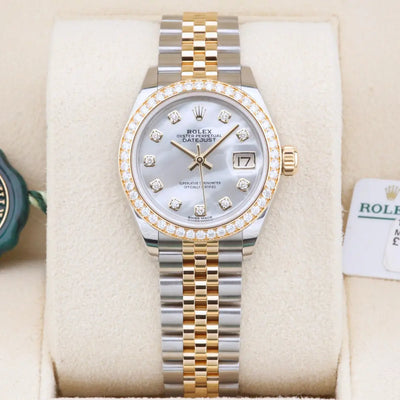 Rolex Datejust 28 White Mother of Pearl Diamond Bezel 27938RBR Year: 2018