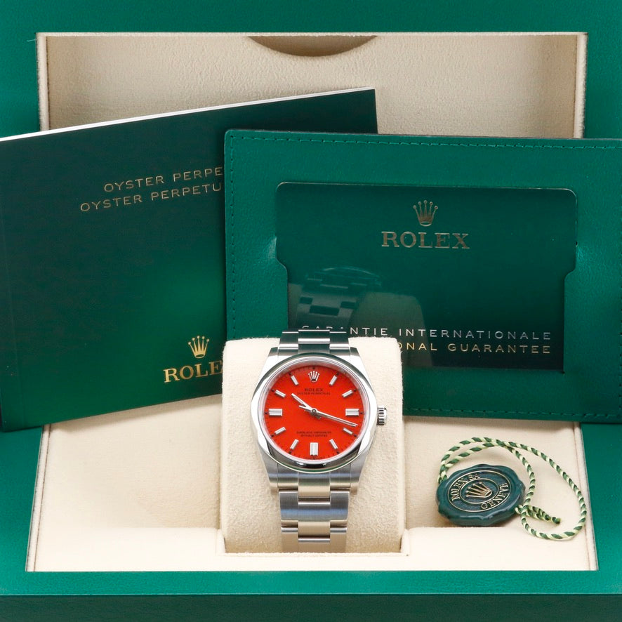 Rolex Oyster Perpetual 36 Coral Red Dial 126000 Year: 2021