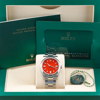 Rolex Oyster Perpetual 36 Coral Red Dial 126000 Year: 2021