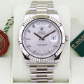 Rolex Day-Date 2  218239 Silver Diamond 41mm Excellent 2013 Box and Papers